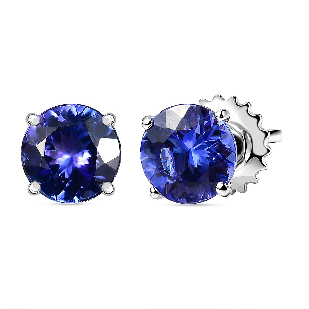 950 Platinum AAAA Tanzanite Solitaire Stud Push Post Earring with Screw Back 1.67 Ct,