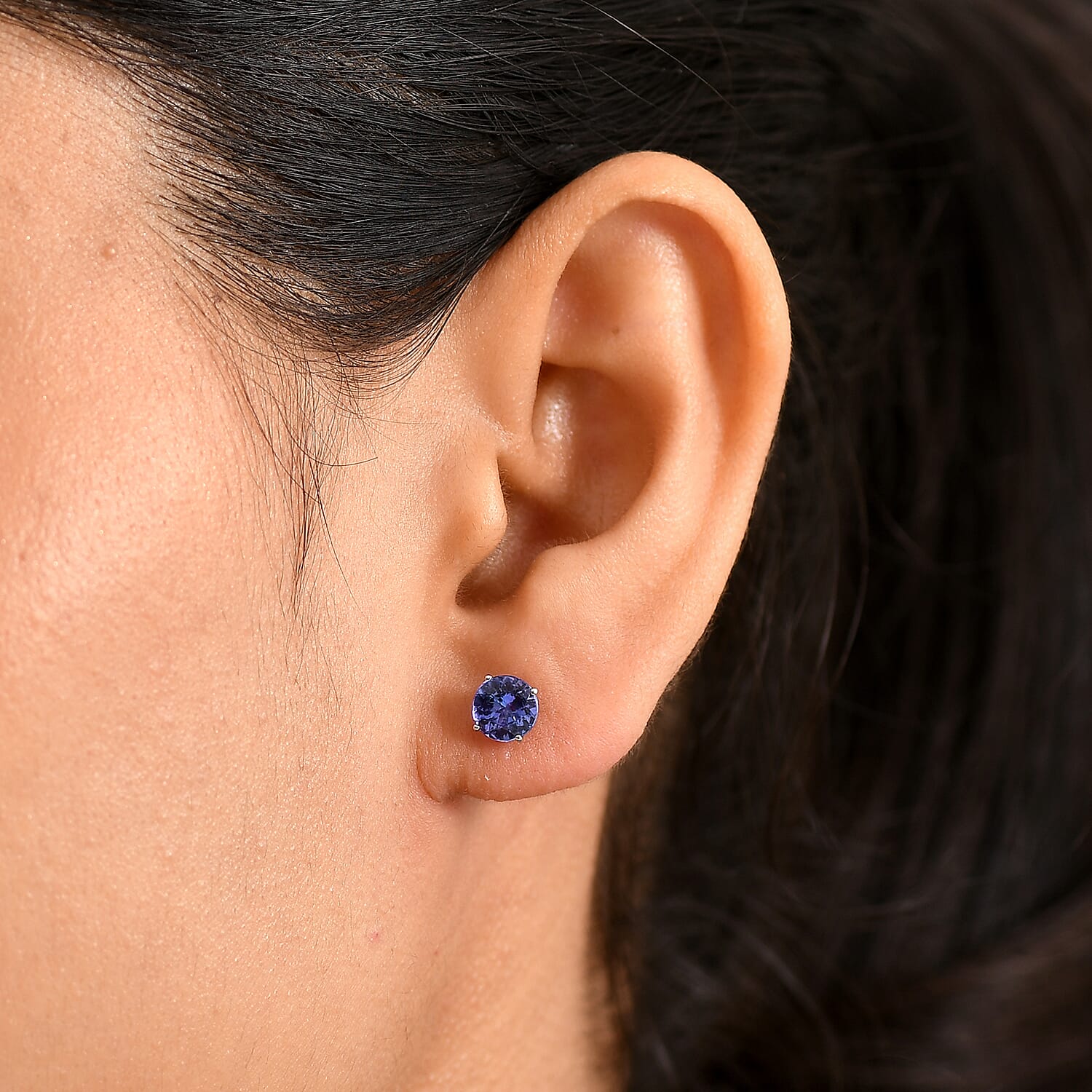 950 Platinum AAAA Tanzanite Solitaire Stud Push Post Earring with Screw Back 1.67 Ct,