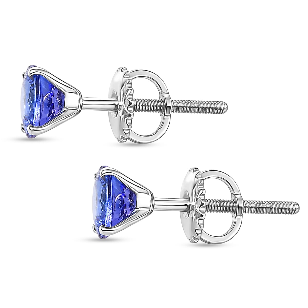 950 Platinum AAAA Tanzanite Solitaire Stud Push Post Earring with Screw Back 1.67 Ct,