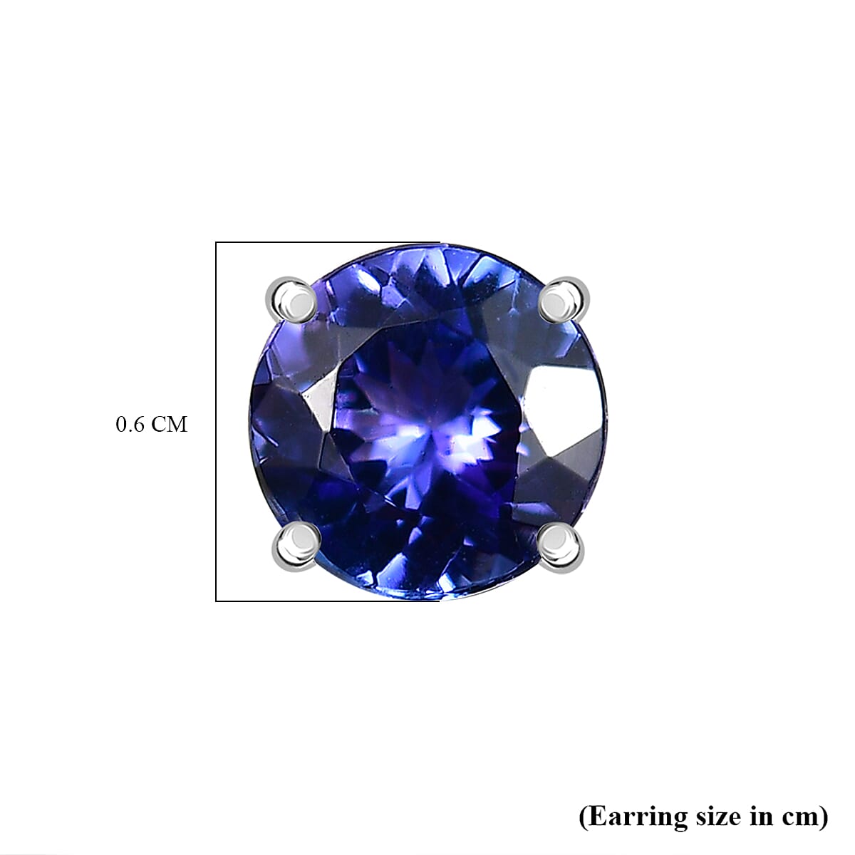 950 Platinum AAAA Tanzanite Solitaire Stud Push Post Earring with Screw Back 1.67 Ct,