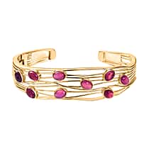 EverTrue Close Out Deal - Cabo Delgado Ruby Cuff Bangle (Size 7.5) in Yellow Gold Plated 7.59 Ct.