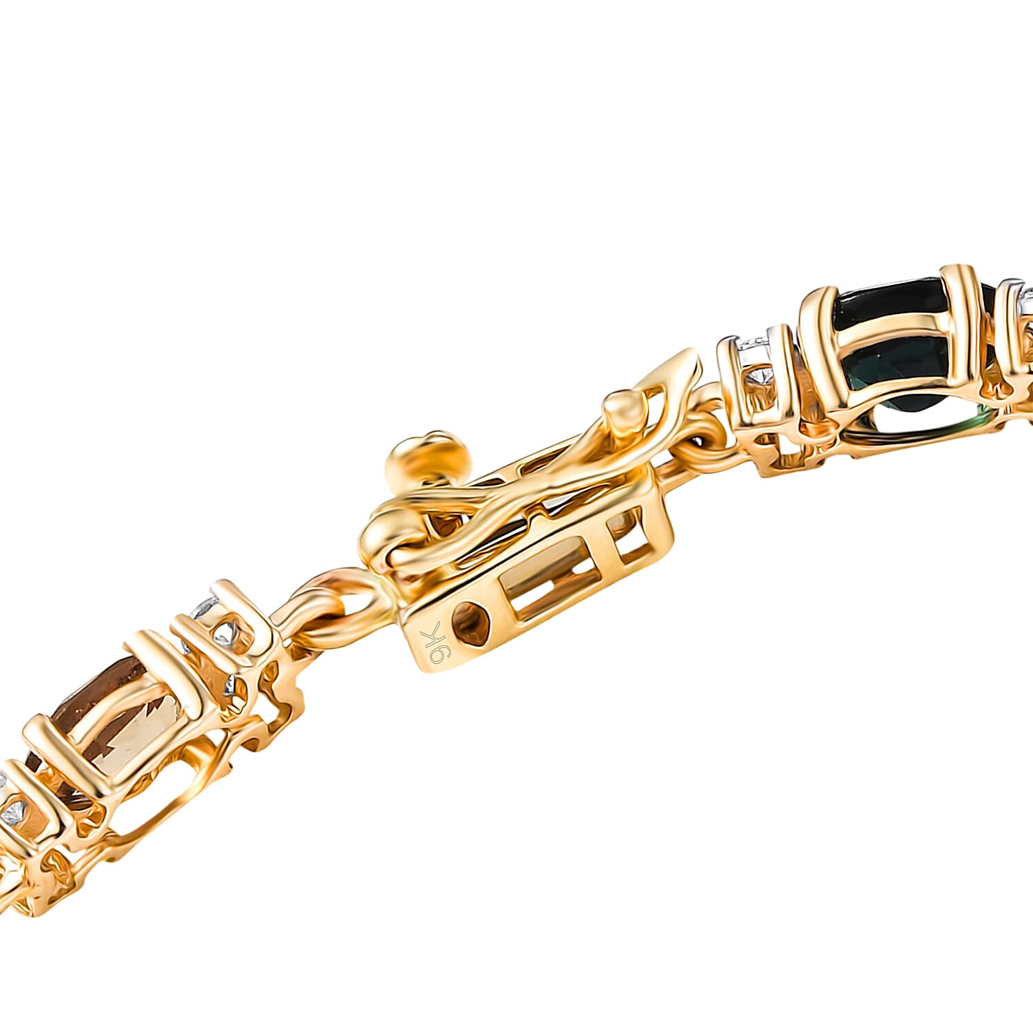9K Yellow Gold Multi-Tourmaline & Moissanite Cluster Bracelet (Size - 7.5) with GB Lock Box 6.58 Ct, Gold Wt. 4.47 Gms