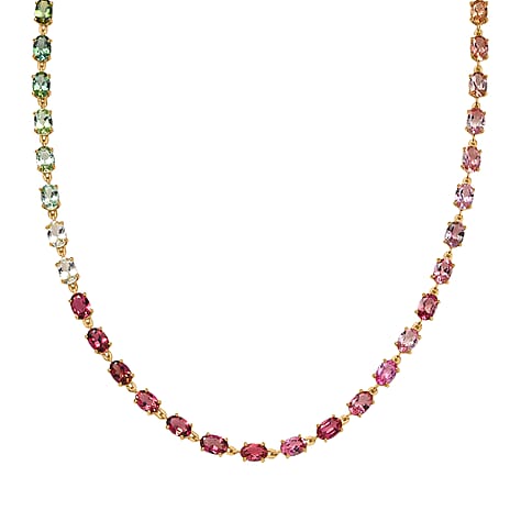 9K Yellow Gold Multi-Tourmaline Necklace (Size - 18) with GB Lock Box 21.67 Ct, Gold Wt. 7.65 Gms