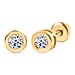 LUXURIANT Lab Grown Diamond Solitaire Stud Push Post Earring in Rhodium Overlay Sterling Silver