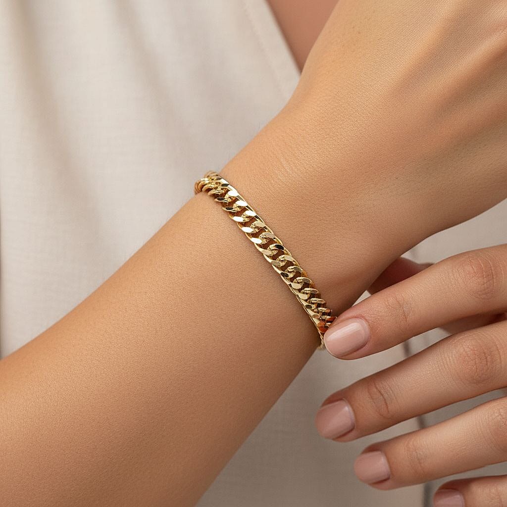 LUXORO 9K Yellow Gold Bracelet (Size - 7.5) with Lobster Clasp, Gold Wt. 6.50 Gms.