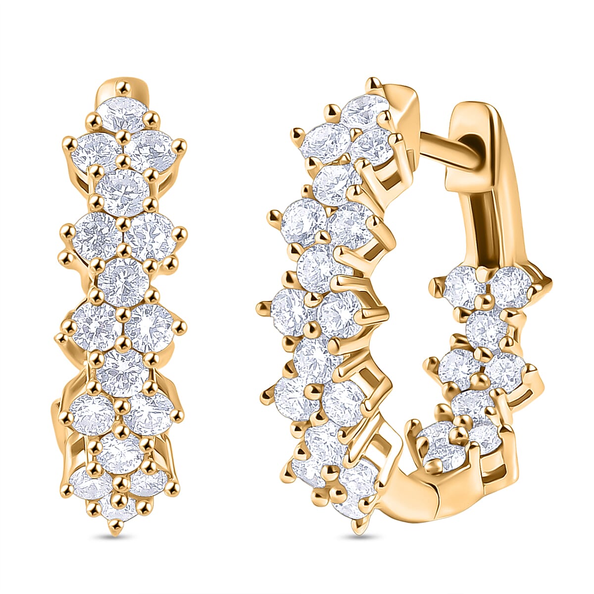 Luxuriant Lab Grown Diamond (SI-GH) Full Hoop Earring in 18K Vermeil Yellow Gold Plated Sterling Silver 1.26 Ct.