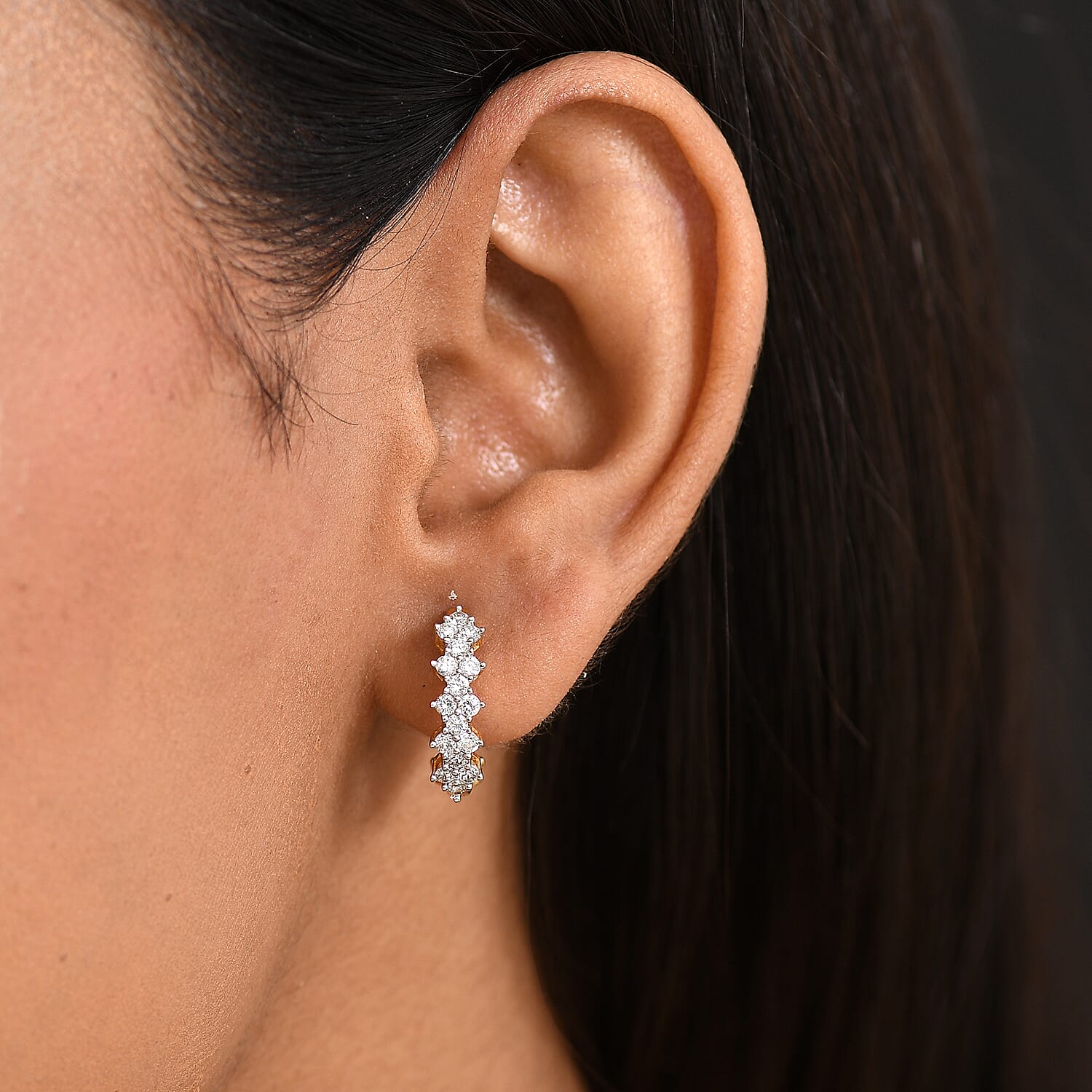 Luxuriant Lab Grown Diamond (SI-GH) Full Hoop Earring in 18K Vermeil Yellow Gold Plated Sterling Silver 1.26 Ct.