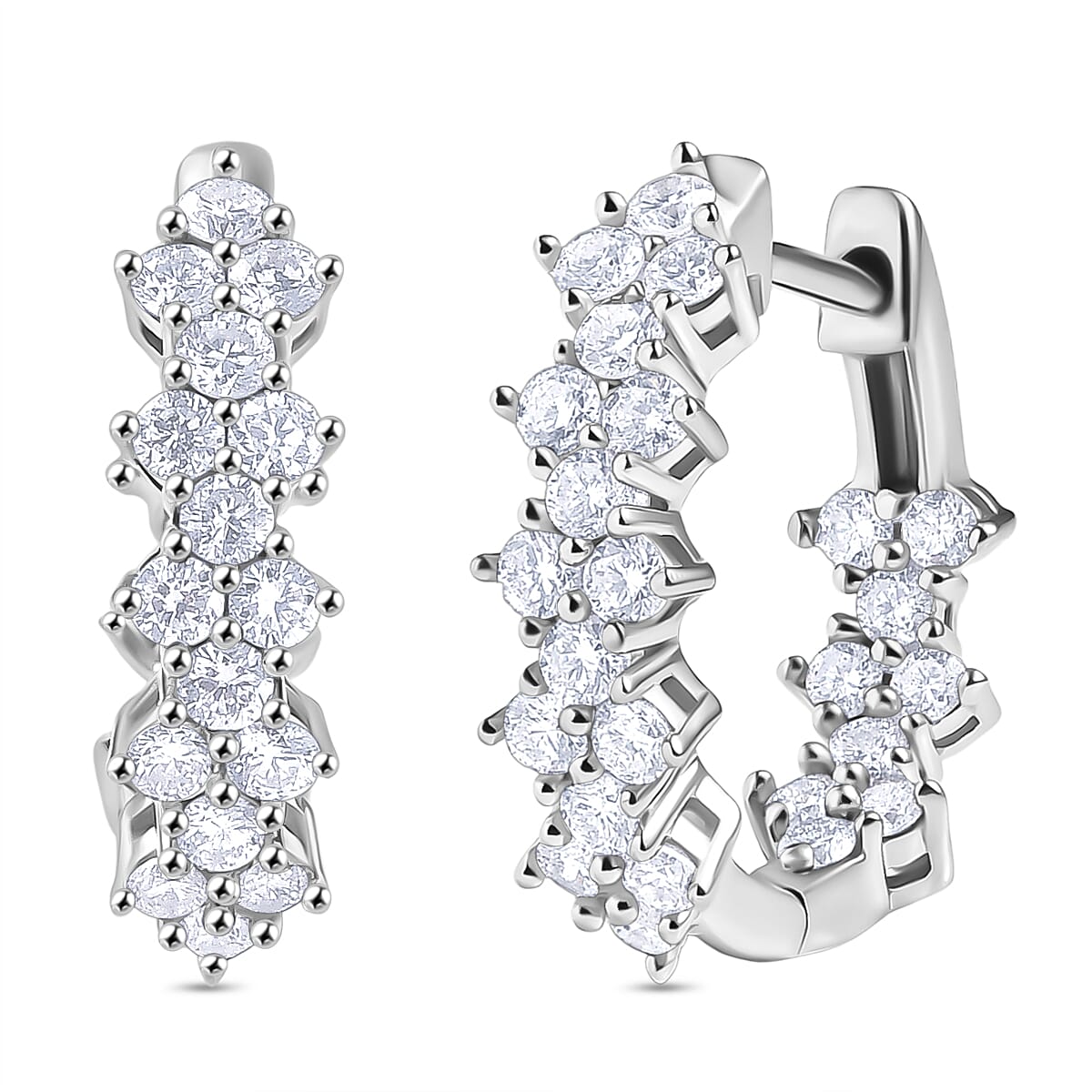 Luxuriant Lab Grown Diamond (SI-GH) Full Hoop Earring in Rhodium Overlay Sterling Silver 1.26 Ct.