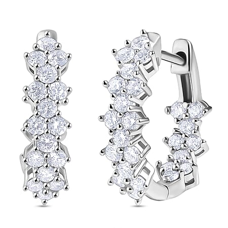 LUXURIANT 1.25 Ct. Lab Grown Diamond Full Hoop Earring in Rhodium Overlay Sterling Silver