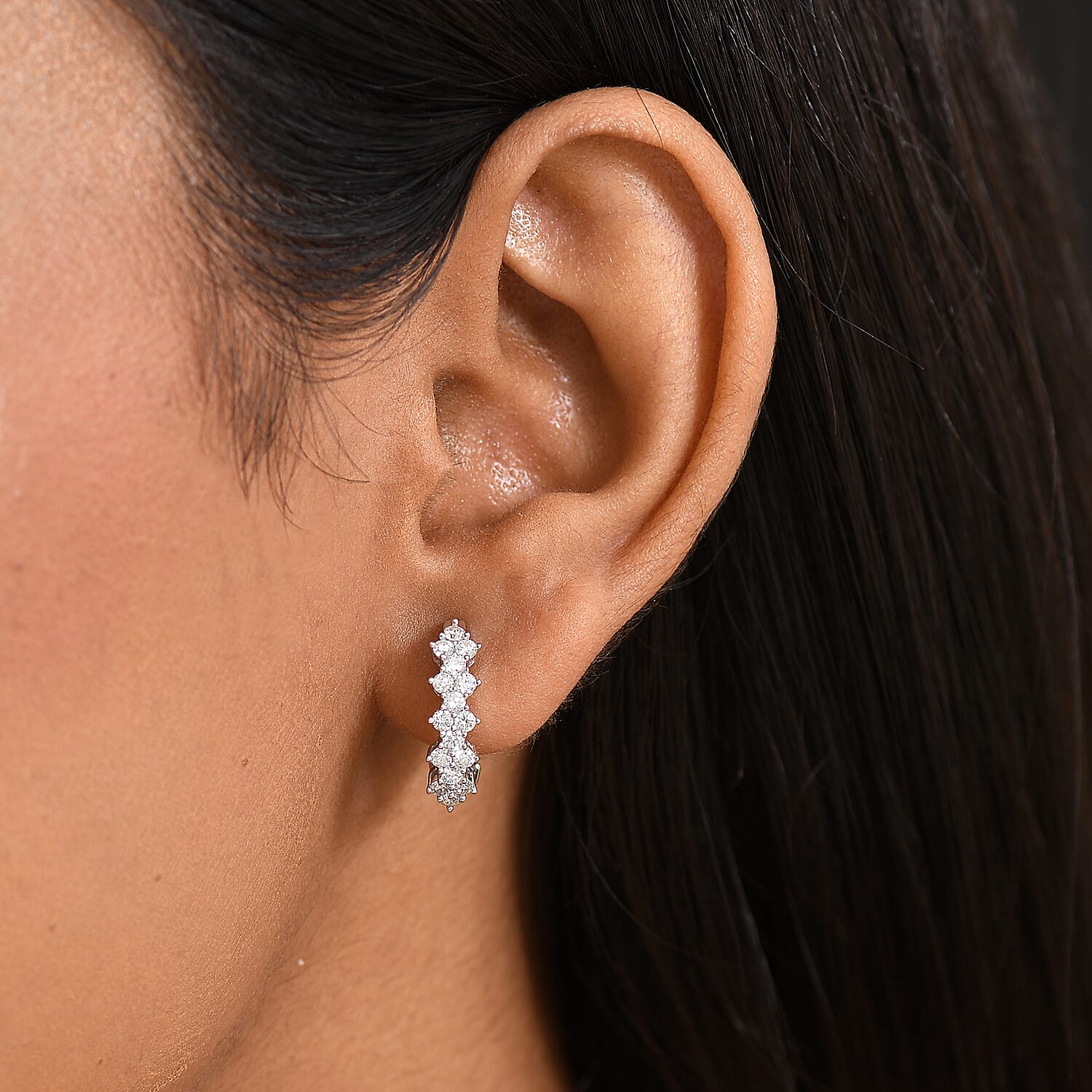 Luxuriant Lab Grown Diamond (SI-GH) Full Hoop Earring in Rhodium Overlay Sterling Silver 1.26 Ct.