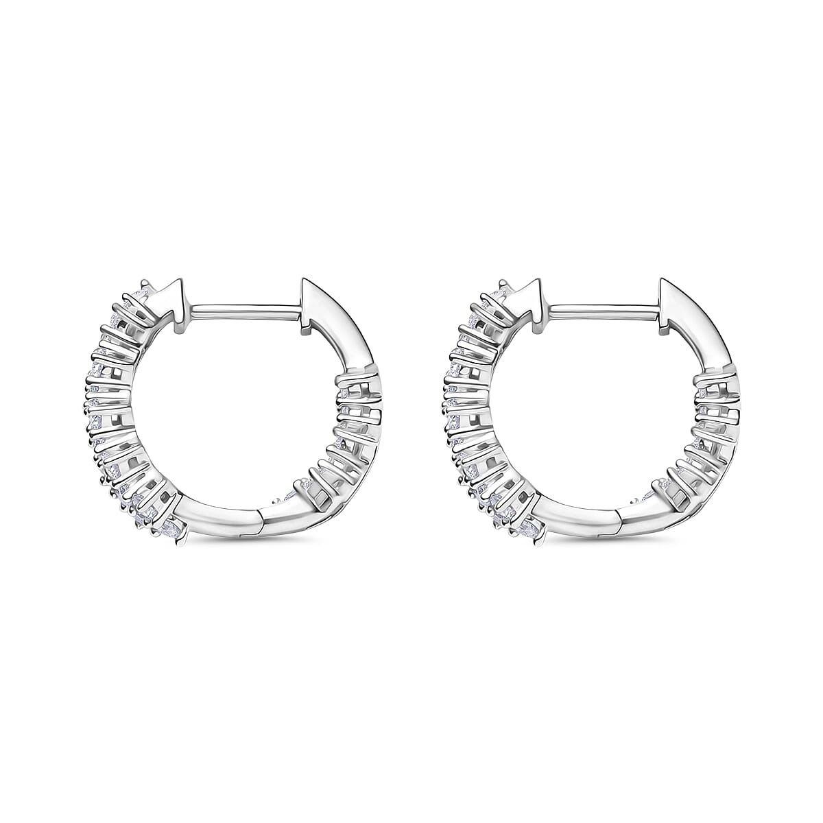 Luxuriant Lab Grown Diamond (SI-GH) Full Hoop Earring in Rhodium Overlay Sterling Silver 1.26 Ct.