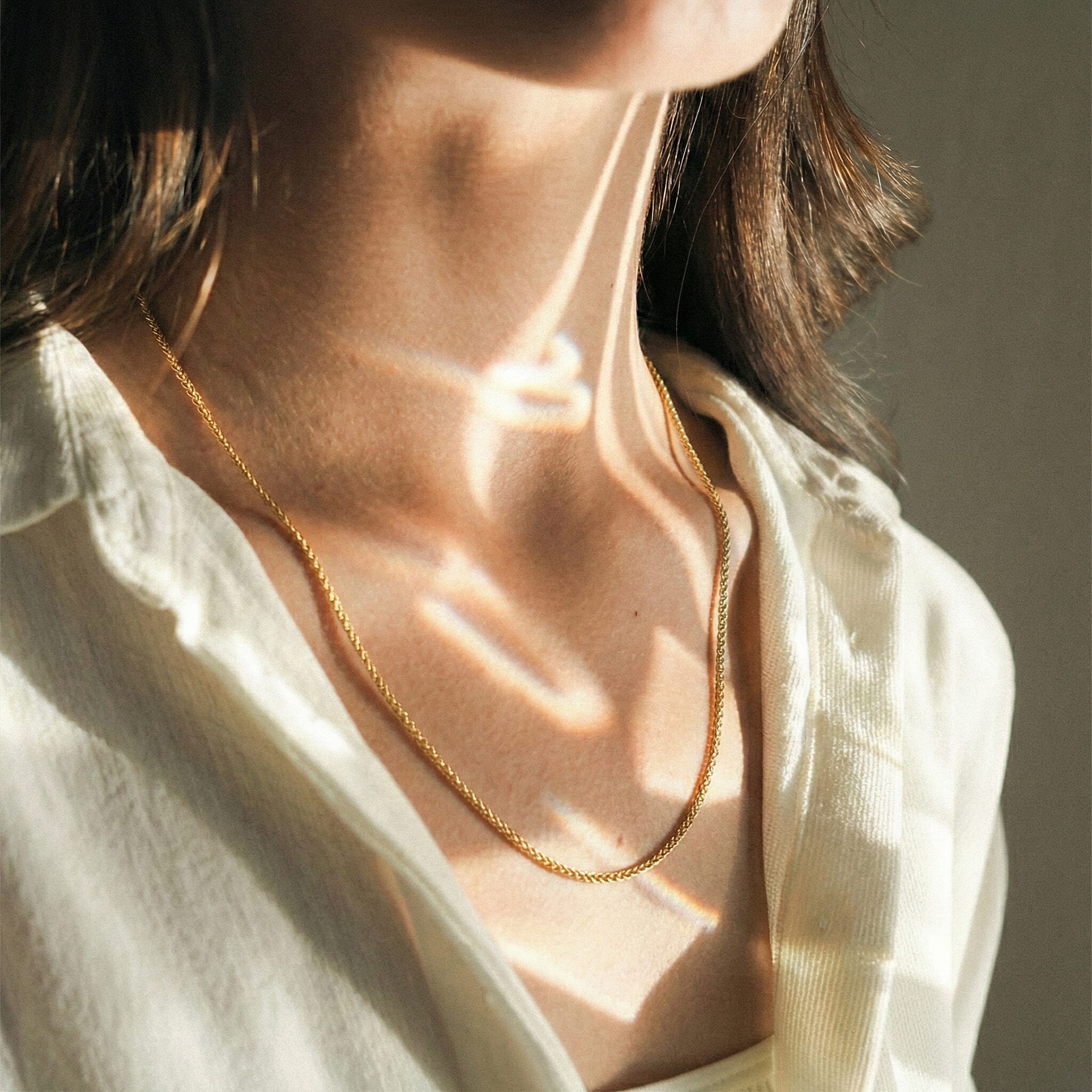 9K Yellow Gold Spiga Necklace (Size 20) with Spring Ring Clasp