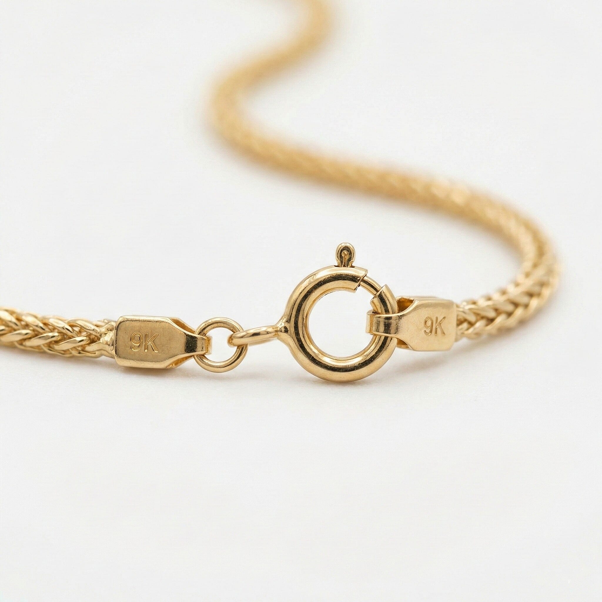 9K Yellow Gold Spiga Necklace (Size 20) with Spring Ring Clasp