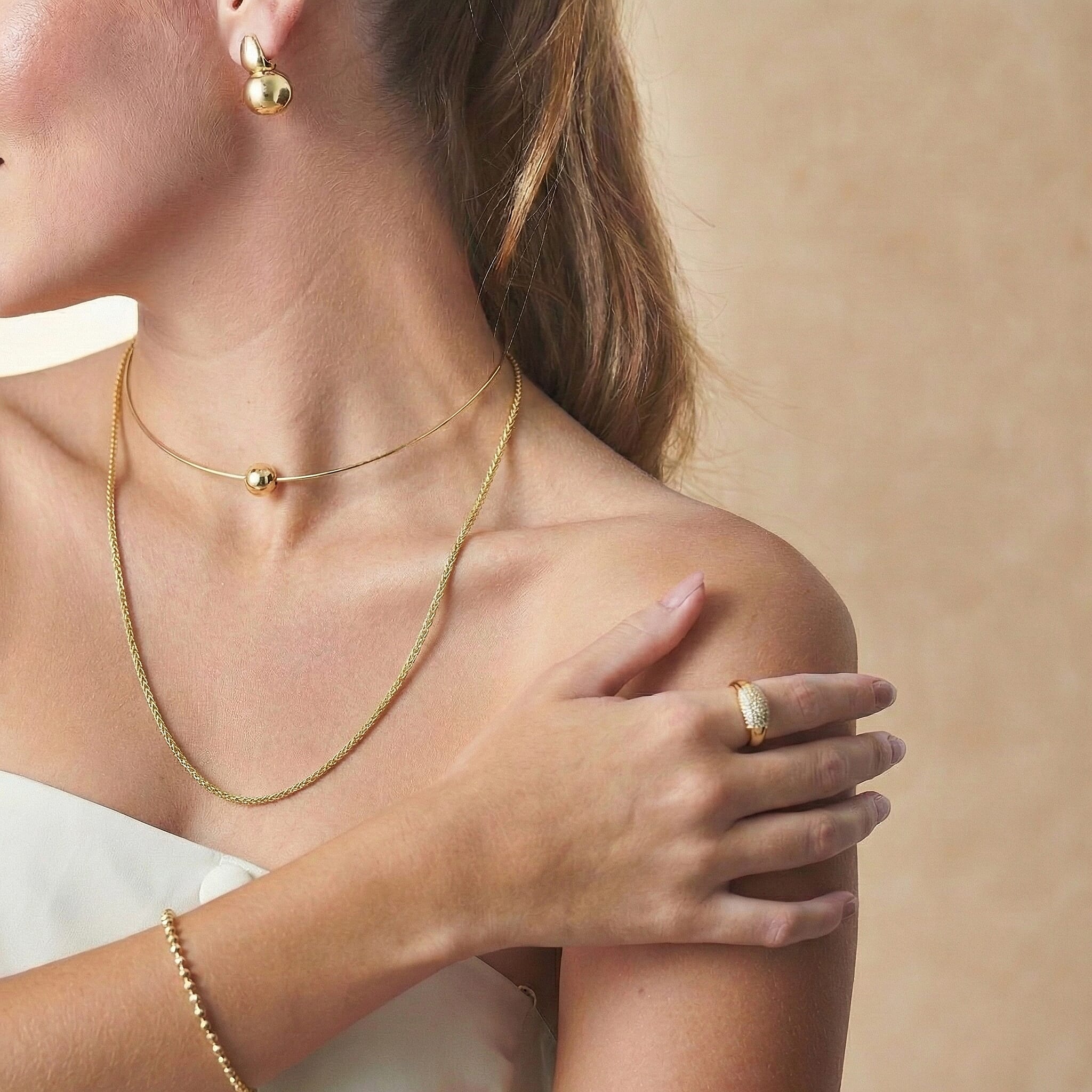 9K Yellow Gold Spiga Necklace (Size 20) with Spring Ring Clasp