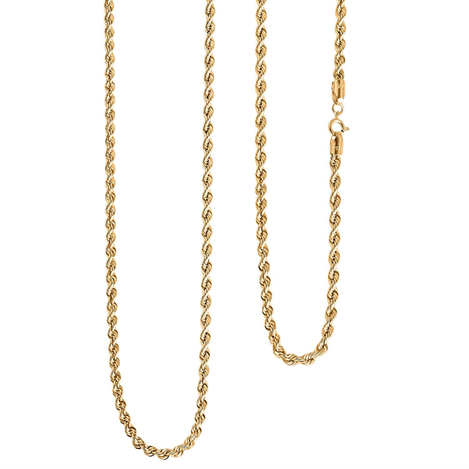 Mega Hatton Garden CloseOut-  9K Yellow Gold Diamond Cut Rope Necklace (Size 30) 4.60 gram