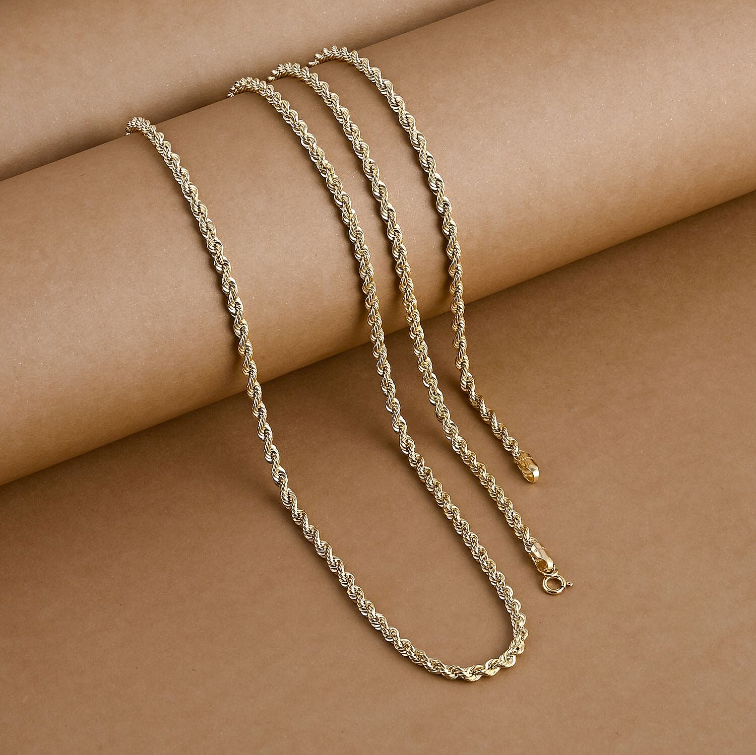 Mega Hatton Garden CloseOut-  9K Yellow Gold Diamond Cut Rope Necklace (Size 30) 4.60 gram