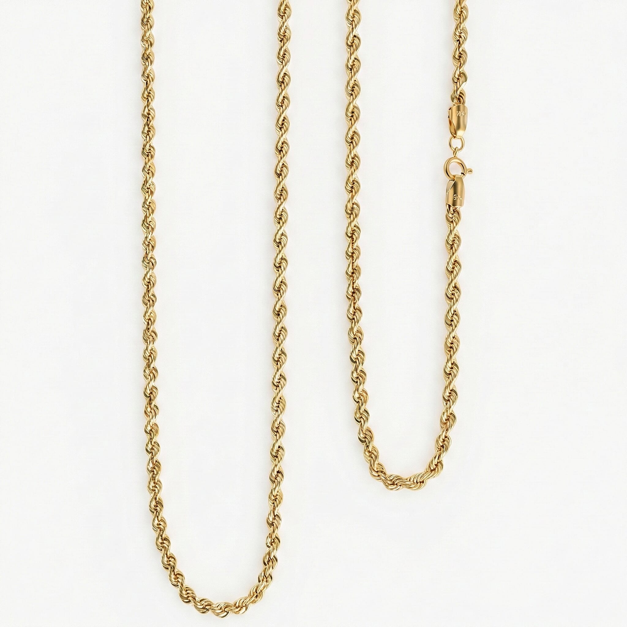 9K Yellow Gold Diamond Cut Rope Necklace (Size 30) - 4.52 GRAMS