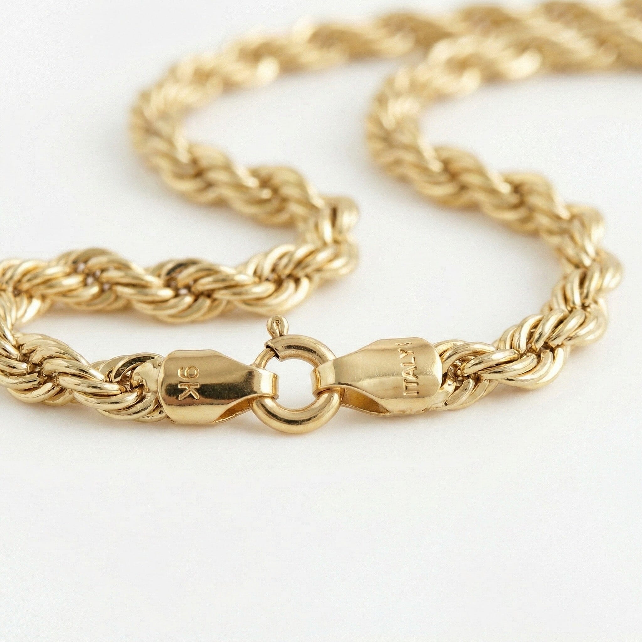 9K Yellow Gold Diamond Cut Rope Necklace (Size 30) - 4.52 GRAMS