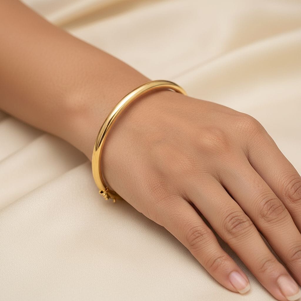 Royal Bali Collection Handmade 9K Yellow Gold Bangle (Size 7.5) Gold Wt 3.08 Gms