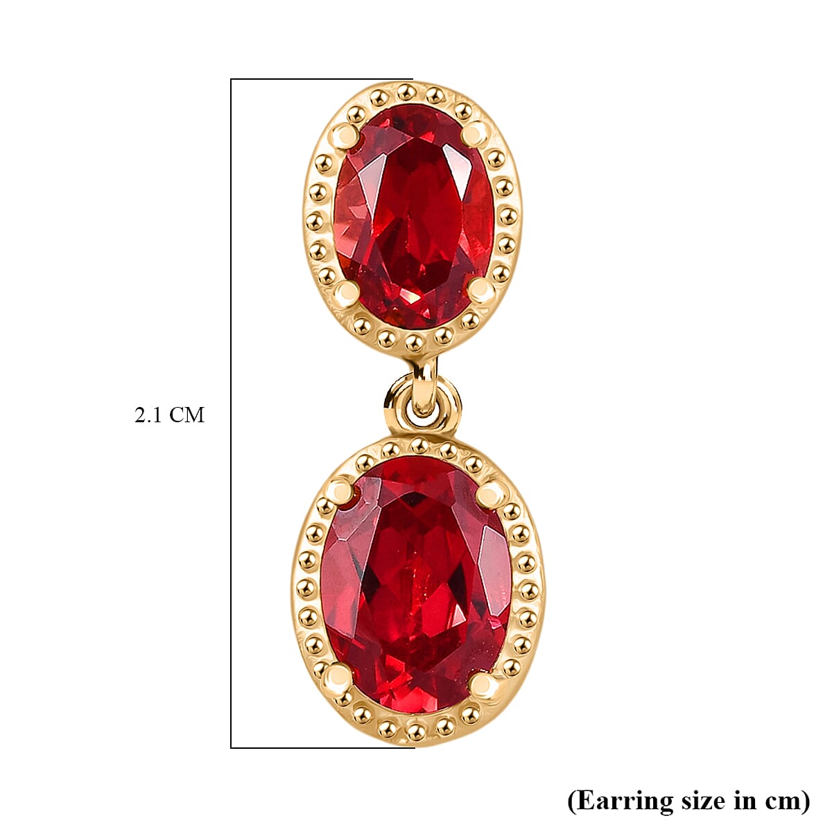 D'Joy Lab Grown Padparadscha Sapphire Dangling Earring in 18K Yellow Gold Plating Sterling Silver 5.54 Ct.