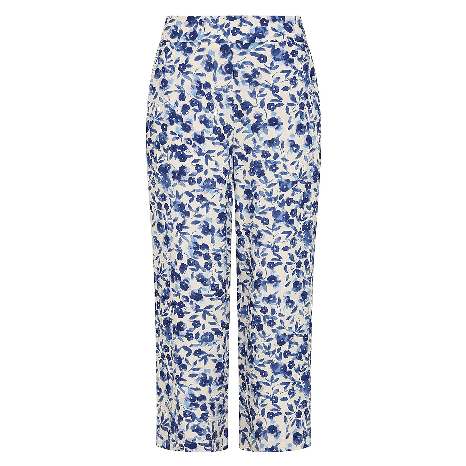 Emreco Spun Viscose Elastic Waist Floral Crop Trousers