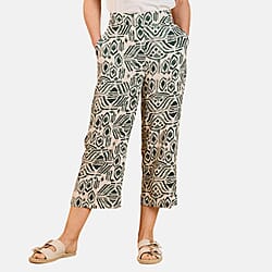 Emreco Spun Viscose Elastic Waist Floral Crop Trousers