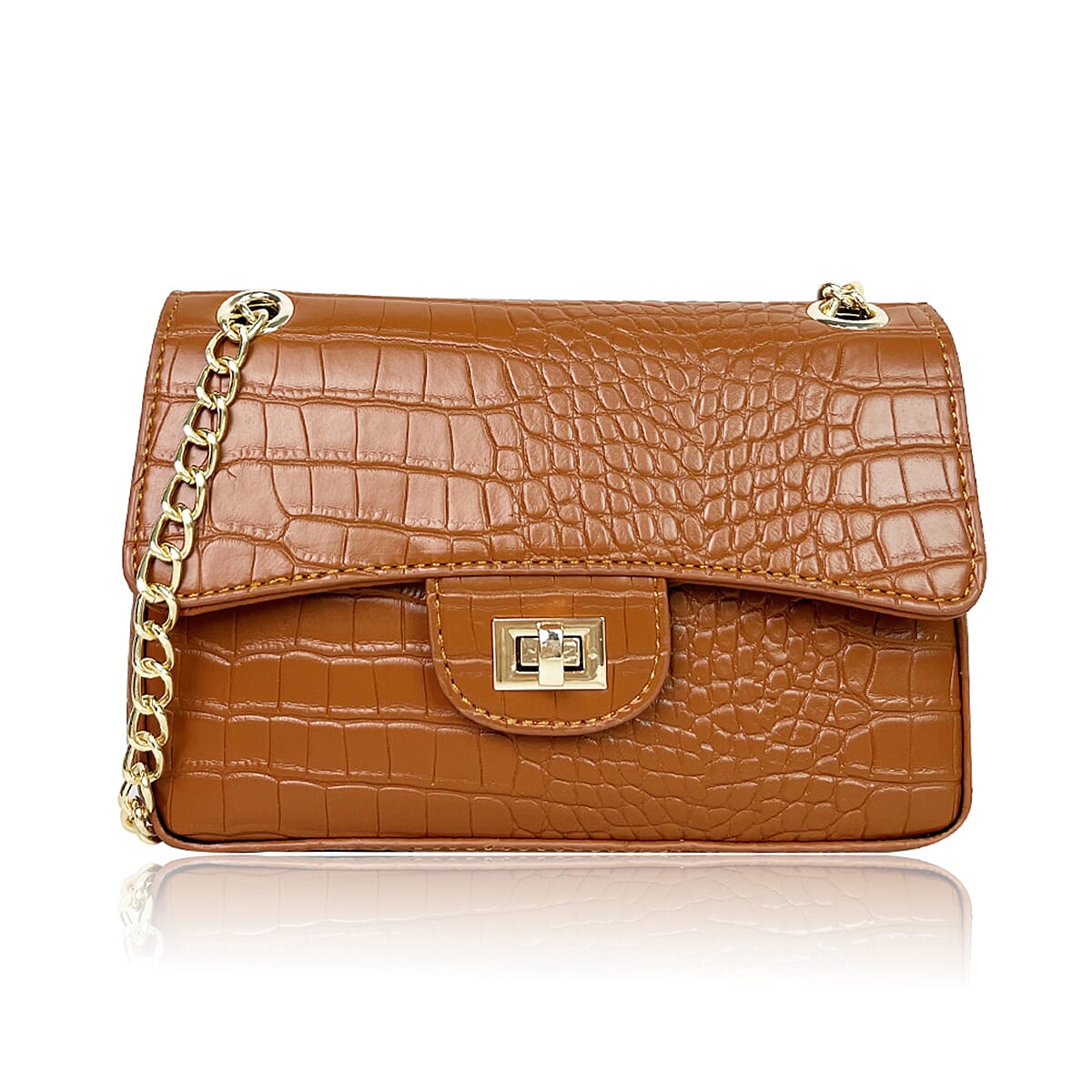 Reine Evening Shoulder Bag with Detachable Chain Strap - Tan