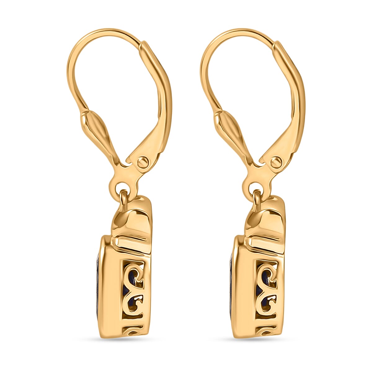 D'Joy Masoala Sapphire Dangling Earring in Yellow Gold Plated Sterling Silver 3.88 Ct.