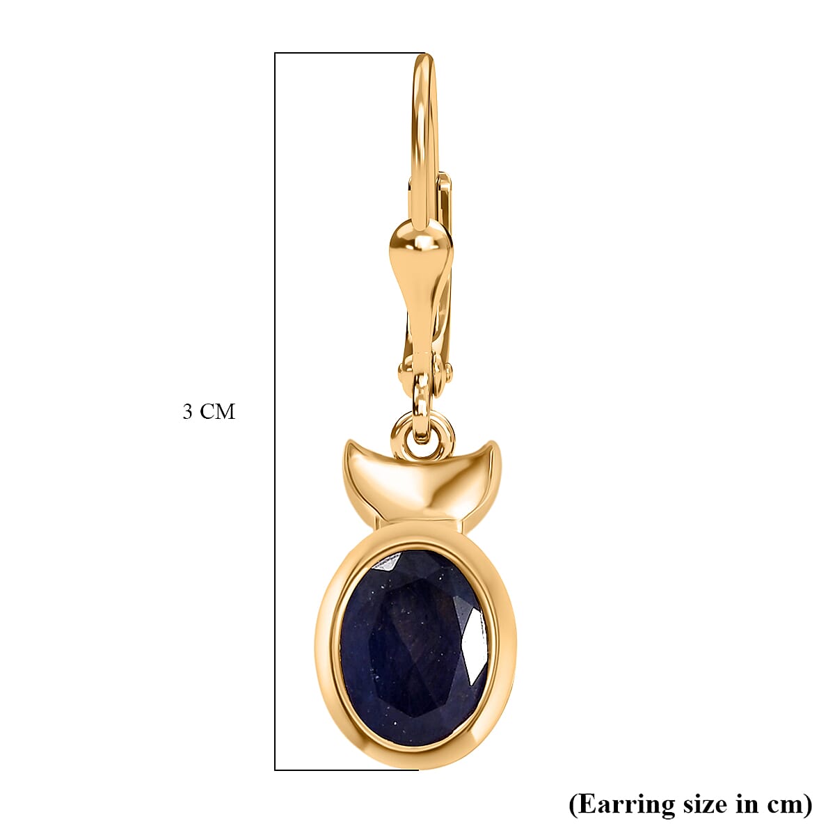 D'Joy Masoala Sapphire Dangling Earring in Yellow Gold Plated Sterling Silver 3.88 Ct.