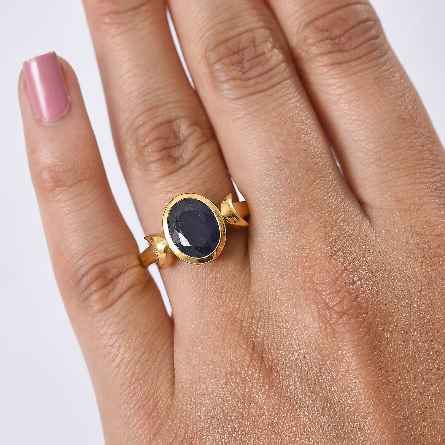D'Joy Masoala Sapphire Ring in Yellow Gold Plated Sterling Silver 3.90 Ct.
