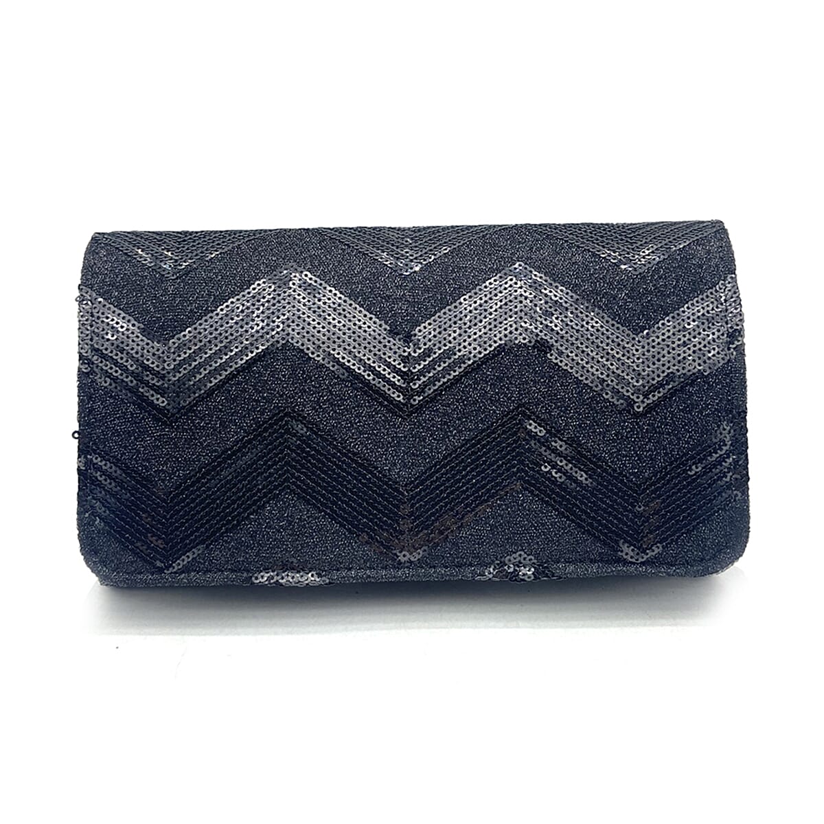Zelina Emma Diagonal Lines Patch Evening Bag - Black