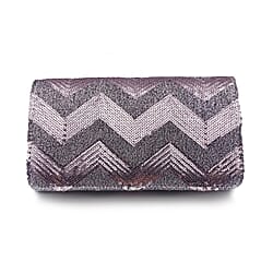Zelina Emma Diagonal Lines Patch Evening Bag - Pink