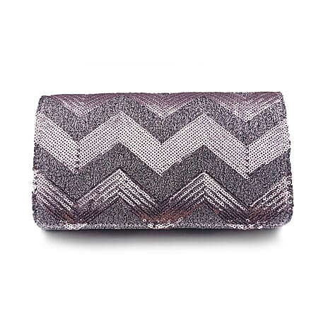 Zelina Emma Diagonal Lines Patch Evening Bag - Pink