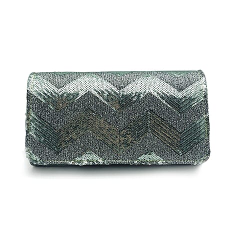 Zelina Emma Diagonal Lines Patch Evening Bag - Mint