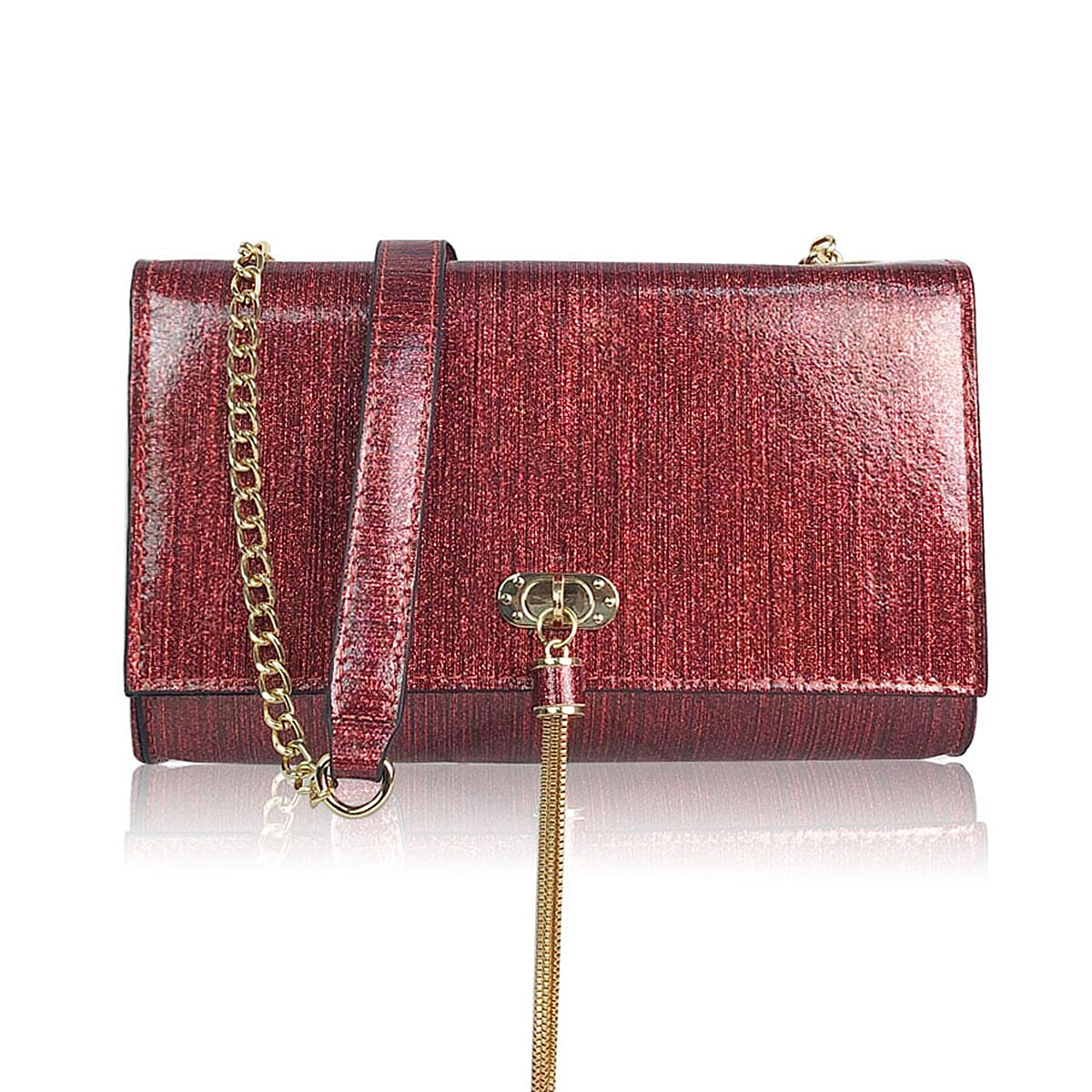 Arabella Metal Tassel Elegant Evening Bag - Red
