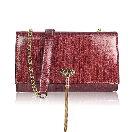 Arabella Metal Tassel Elegant Evening Bag - Red