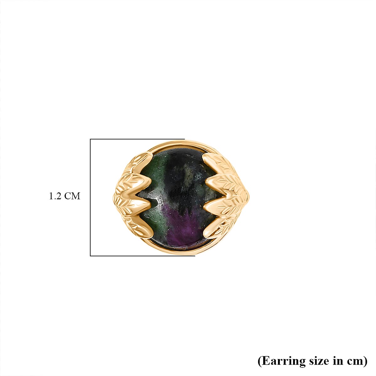 EverTrue Natural Ruby Zoisite Solitaire Stud Push Post Earring in Yellow Gold Plated 9.38 Ct.