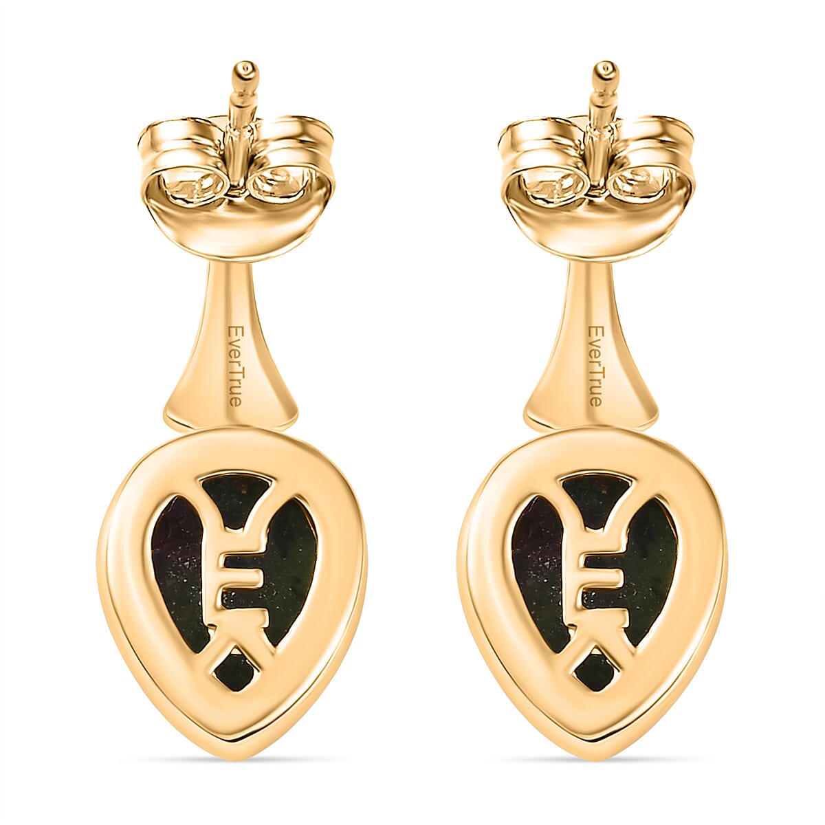 EverTrue Natural Ruby Zoisite Solitaire Stud Push Post Earring in Yellow Gold Plated 5.08 Ct.