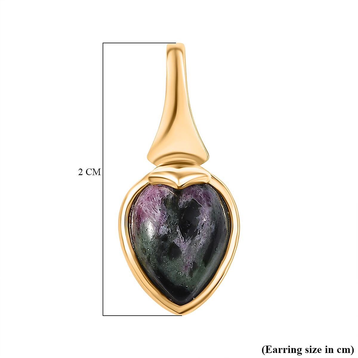 EverTrue Natural Ruby Zoisite Solitaire Stud Push Post Earring in Yellow Gold Plated 5.08 Ct.