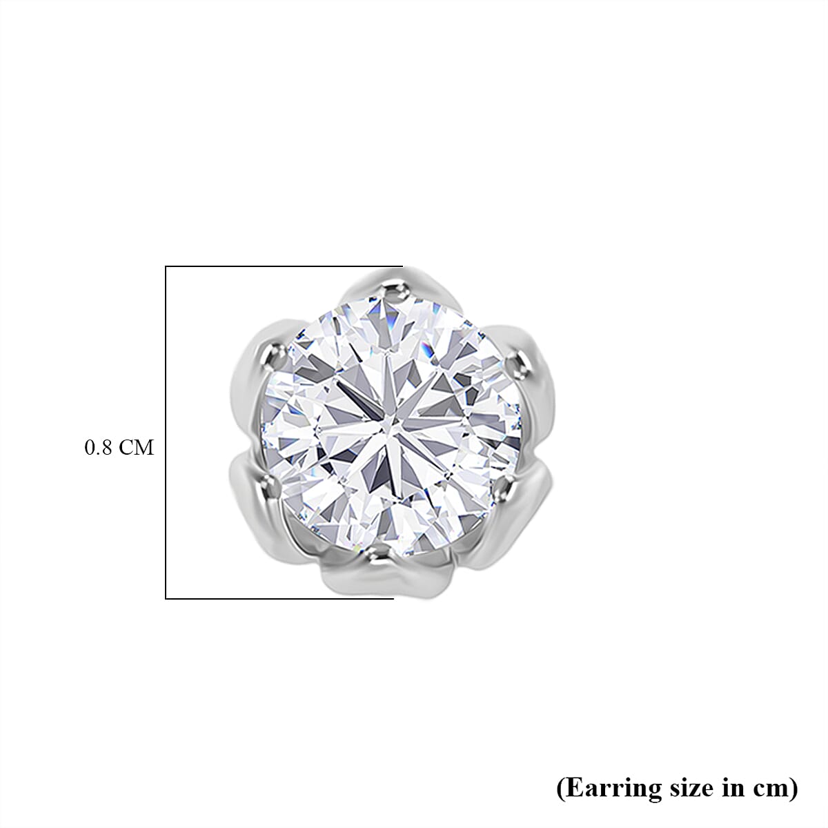 D'Joy Moissanite Solitaire Stud Push Post Earring in Rhodium Overlay Sterling Silver 1.54 Ct.
