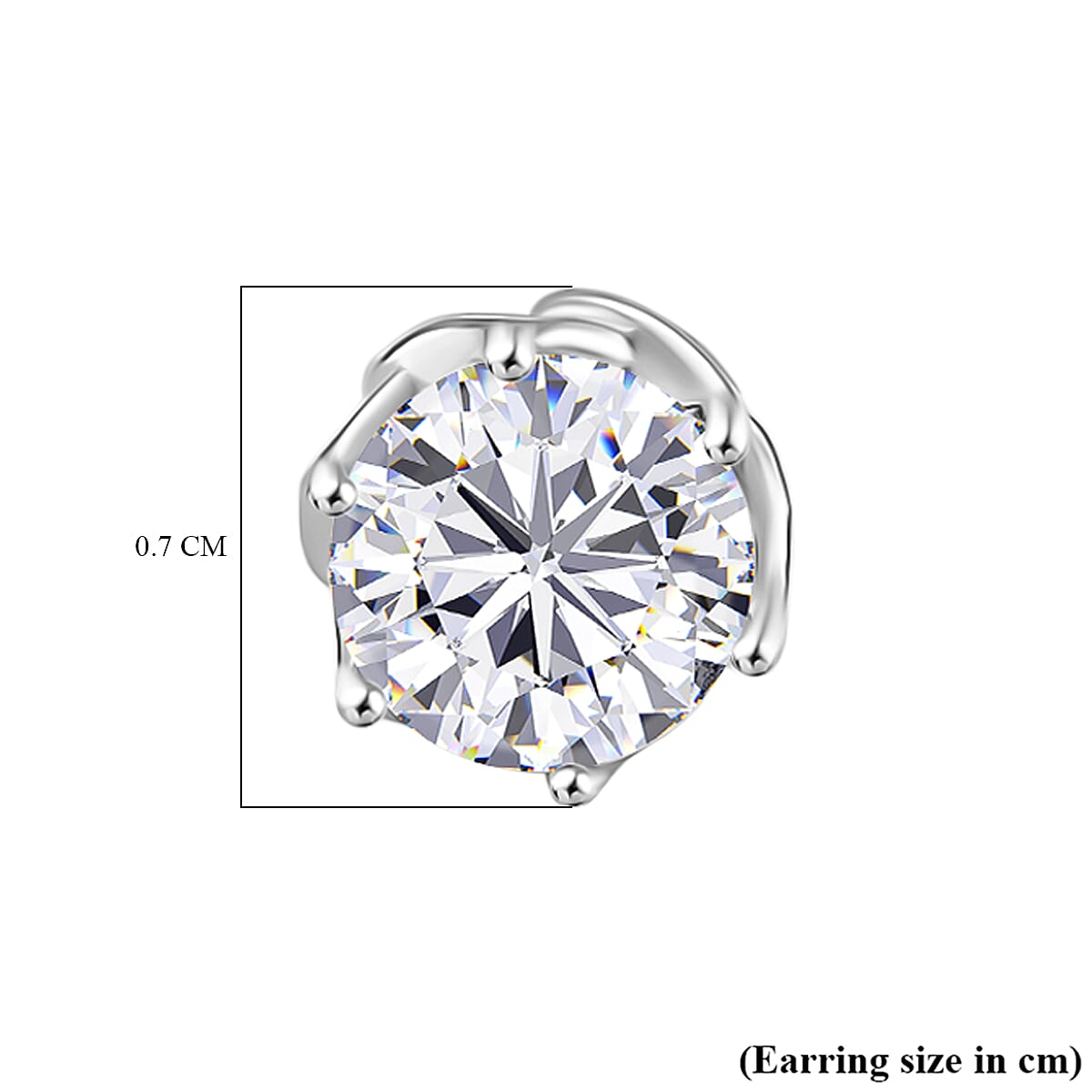D'Joy Moissanite Solitaire Stud Push Post Earring in Rhodium Overlay Sterling Silver 1.54 Ct.