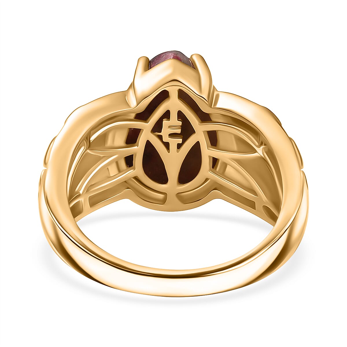 EverTrue Natural Thulite Solitaire Ring in Yellow Gold Plated 7.49 Ct.