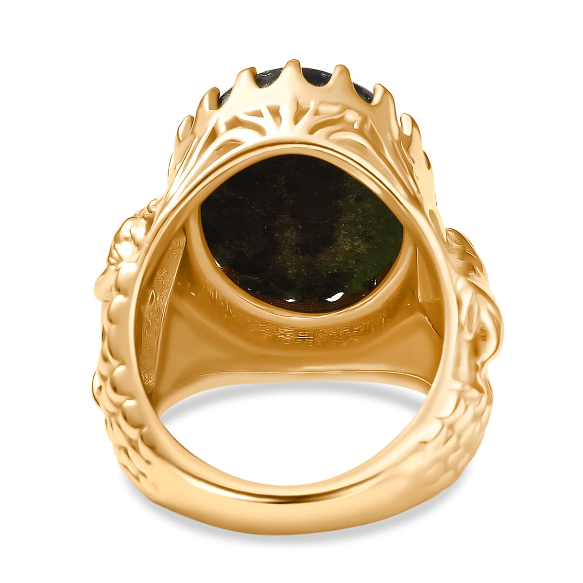 EverTrue Natural Ruby Zoisite Solitaire Ring in Yellow Gold Plated 14.93 Ct.
