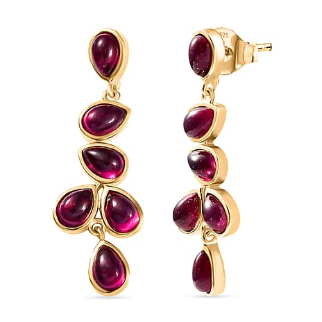 EverTrue Cabo Delgado Ruby Dangling Earring with Push Back in Yellow Gold Plated 9.47 Ct.