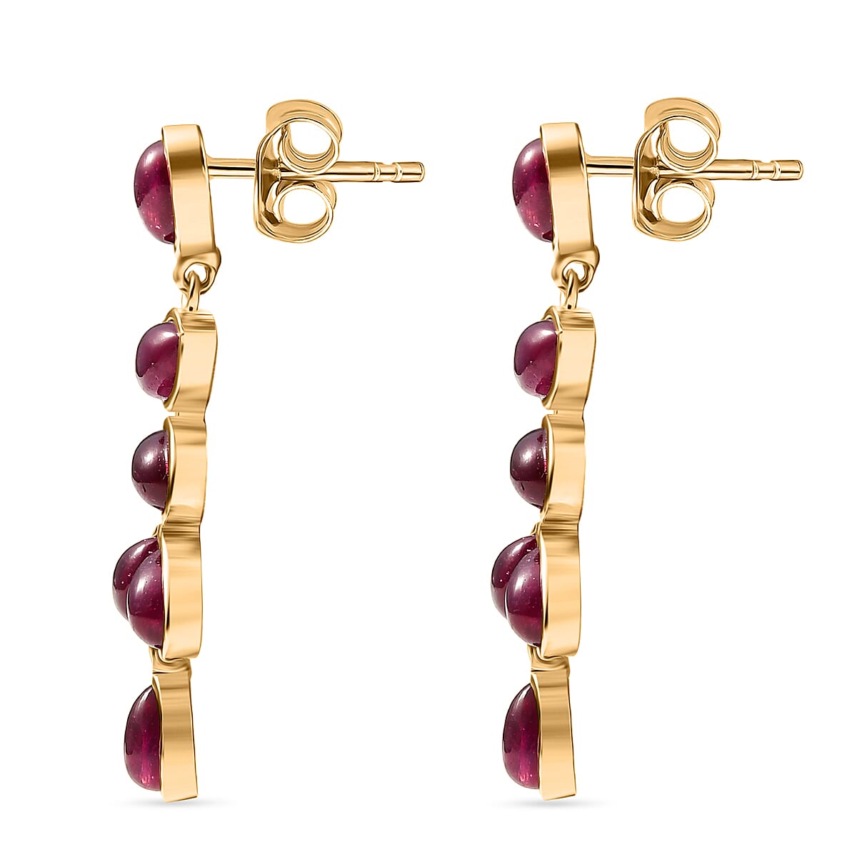 EverTrue Cabo Delgado Ruby Dangling Earring with Push Back in Yellow Gold Plated 9.47 Ct.