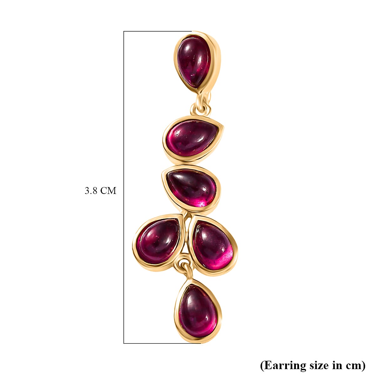 EverTrue Cabo Delgado Ruby Dangling Earring with Push Back in Yellow Gold Plated 9.47 Ct.