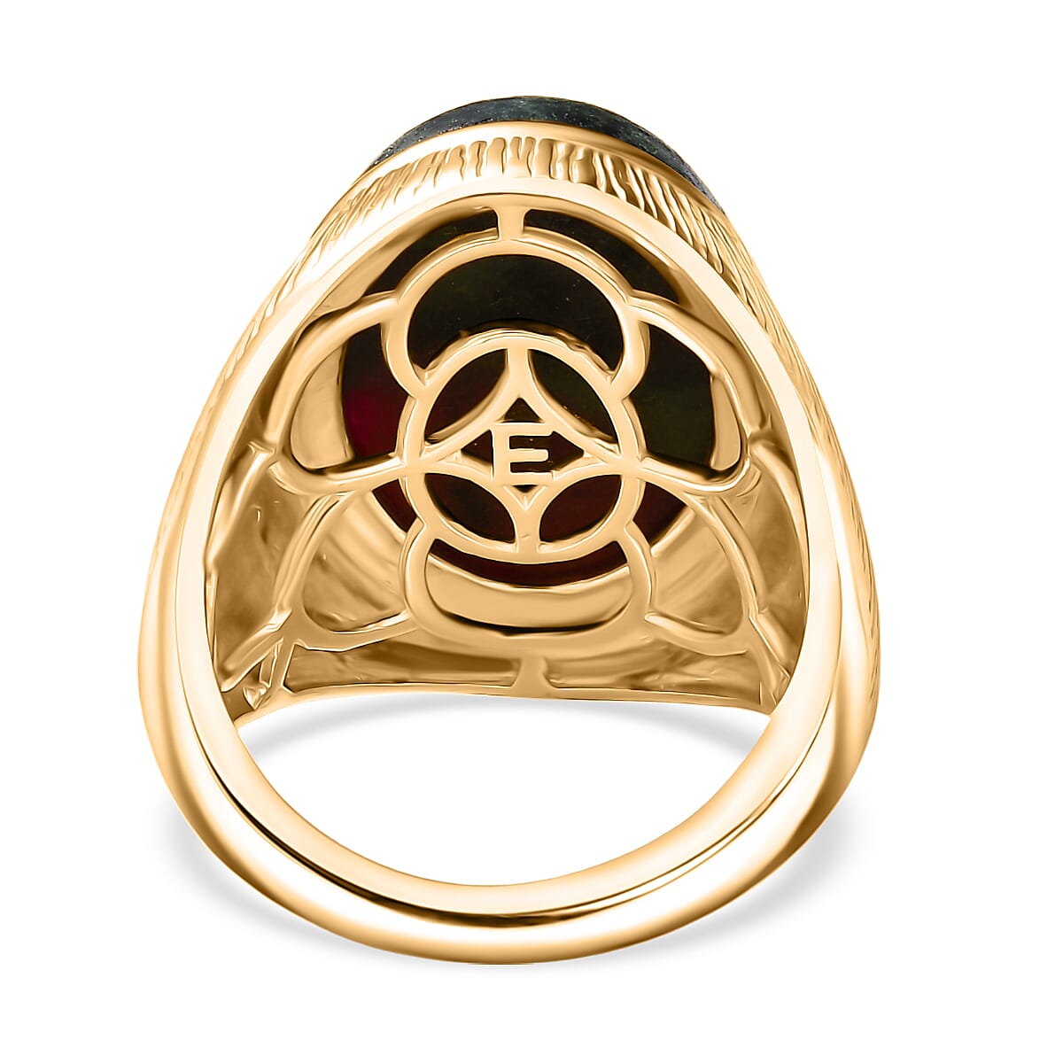 EverTrue Natural Ruby Zoisite Solitaire Ring in Yellow Gold Plated 18.61 Ct.