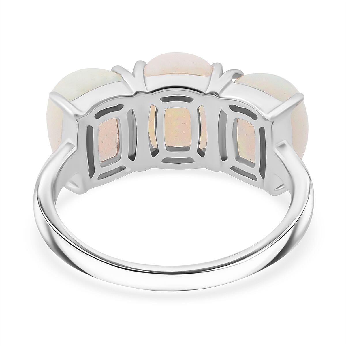 Premium Ethiopian Opal Ring in Rhodium Overlay Sterling Silver 4.35 Ct.