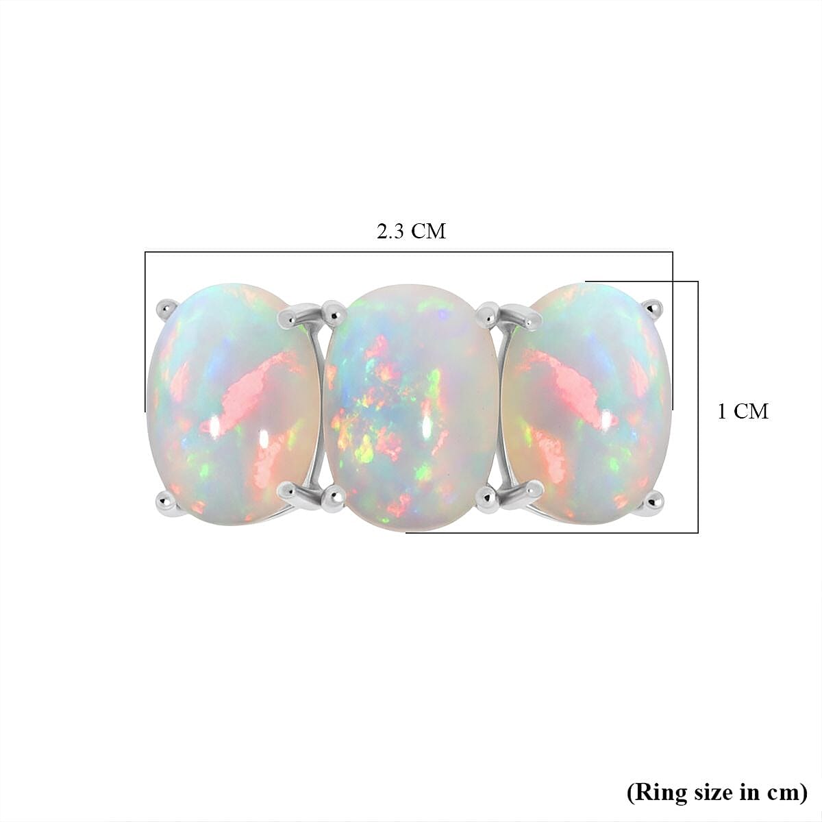 Premium Ethiopian Opal Ring in Rhodium Overlay Sterling Silver 4.35 Ct.