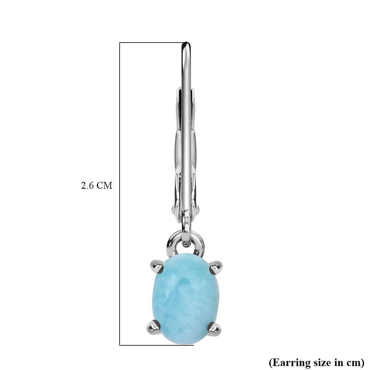 Natural Larimar Earrings with Lever Backs in Rhodium Overlay Sterling Silver 1.87 Ct.